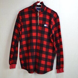 Vintage Tommy Hilfiger fleece  checked plaid sweatshirt made in TAIWAN